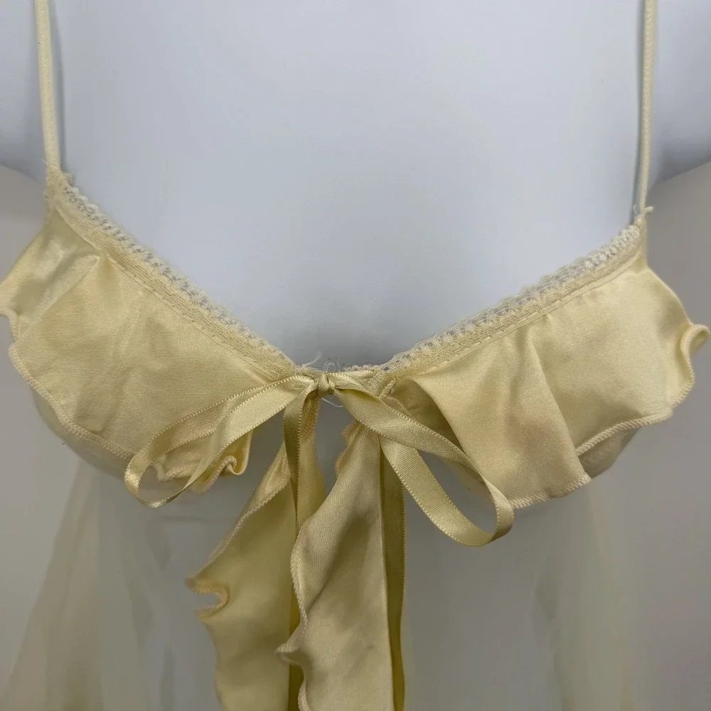 Vintage Inner‎ Most Babydoll Tank Top Size XS Chemise Sheer Ruffle Lingerie